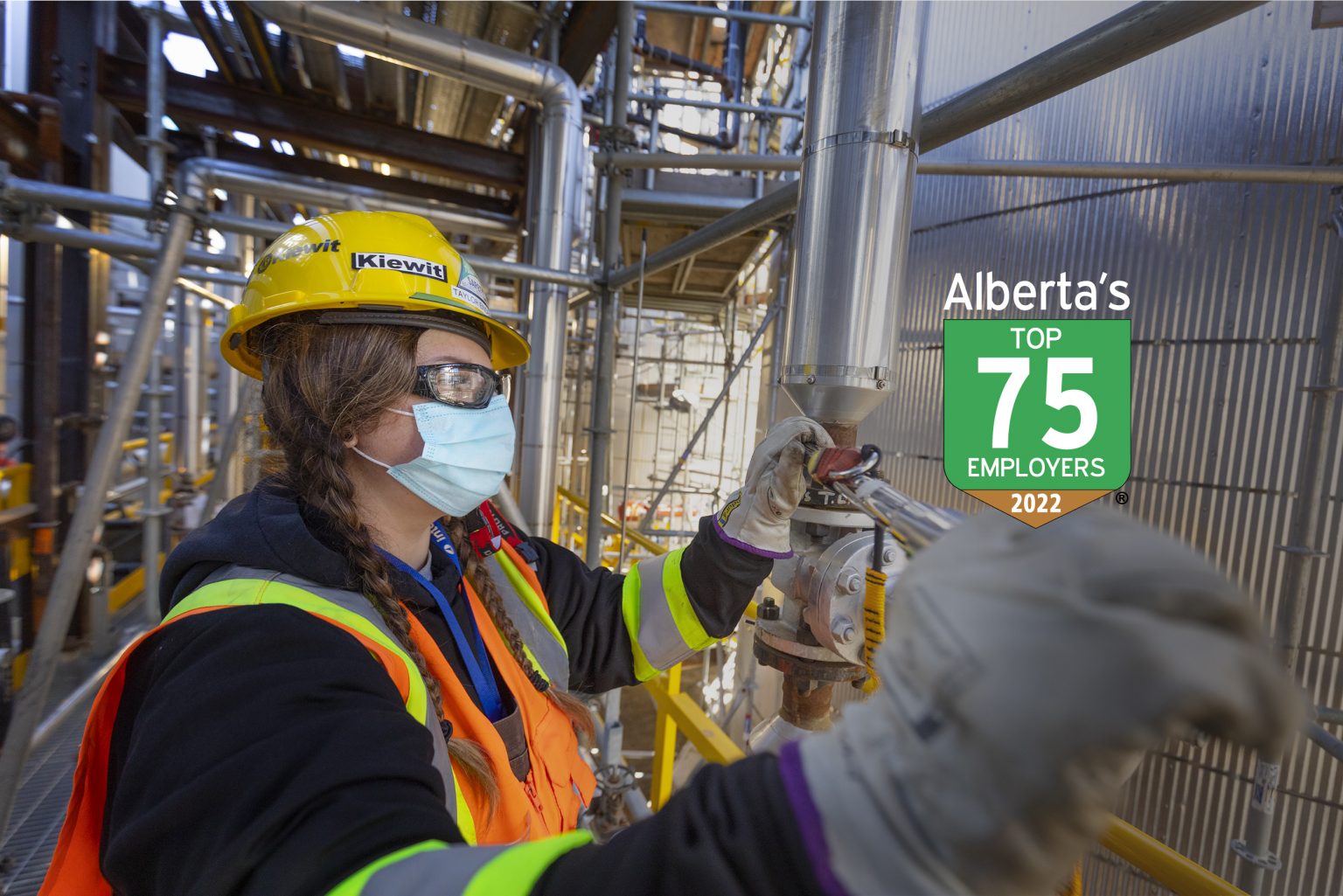 Woman at work at site